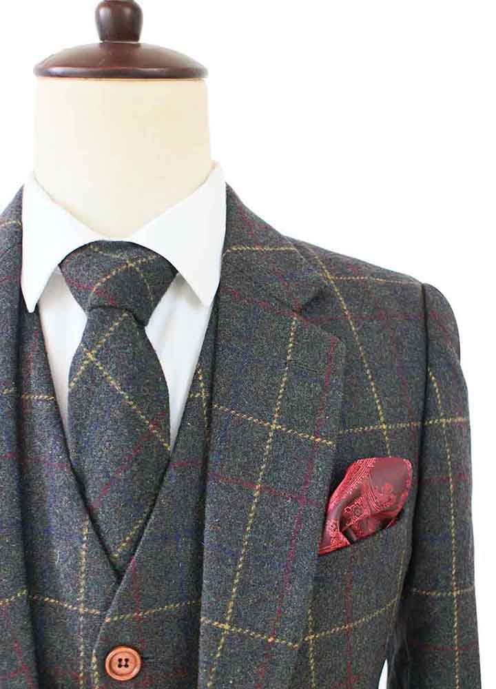 GREEN OVERCHECK PLAID TWEED 2 PIECE SUIT