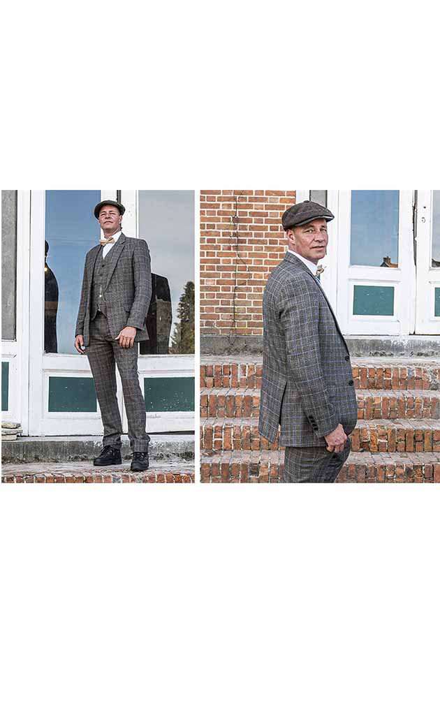 BROWN PRINCE OF WALES OVERCHECK TWEED 3 PIECE SUIT