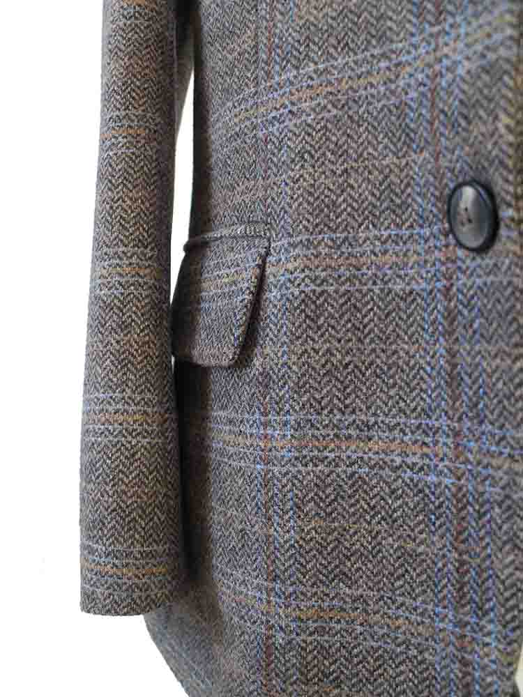 BROWN BEIGE WINDOWPANE HERRINGBONE TWEED 3 PIECE SUIT