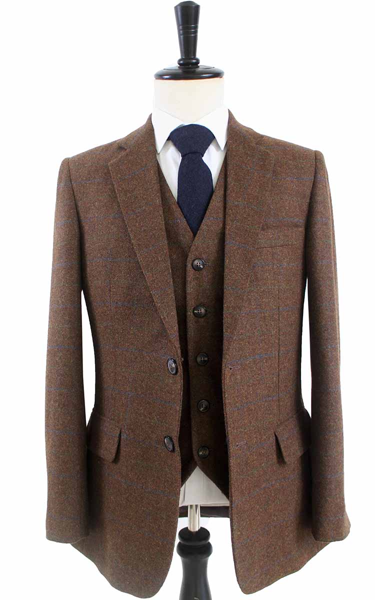 BROWN TATTERSALL TWEED 3 PIECE SUIT