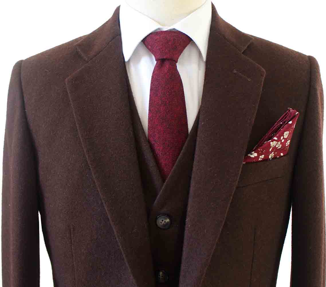 BROWN TWILL TWEED 3 PIECE SUIT