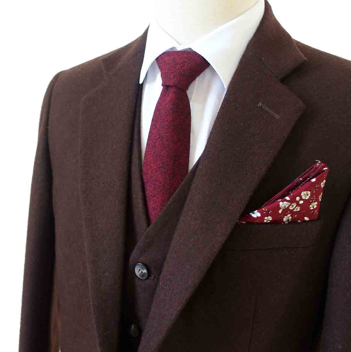 BROWN TWILL TWEED 3 PIECE SUIT