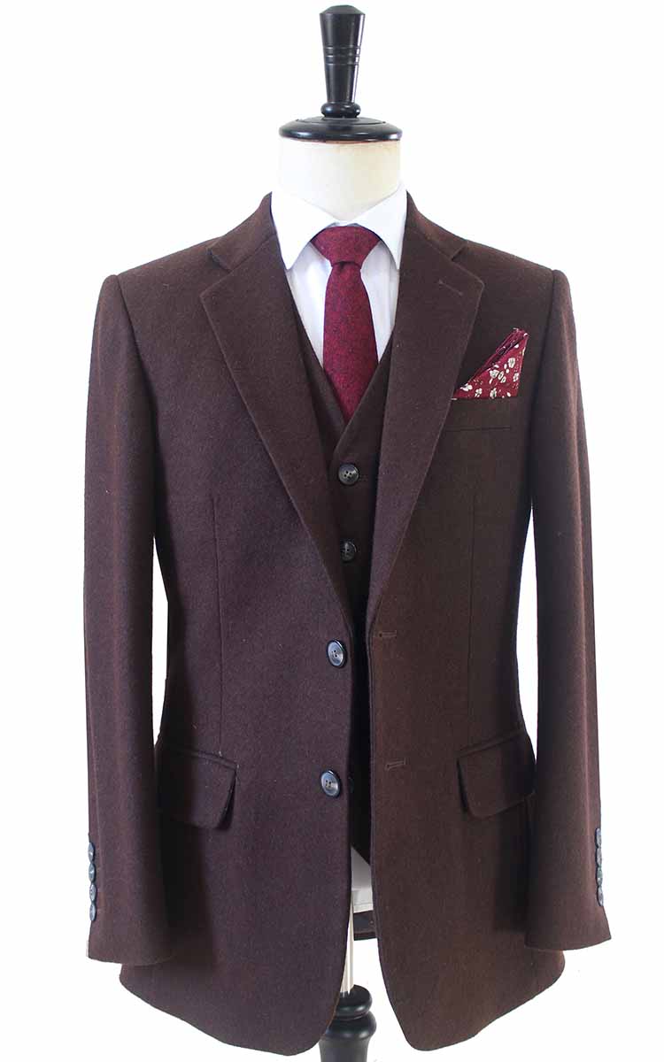 BROWN TWILL TWEED 3 PIECE SUIT