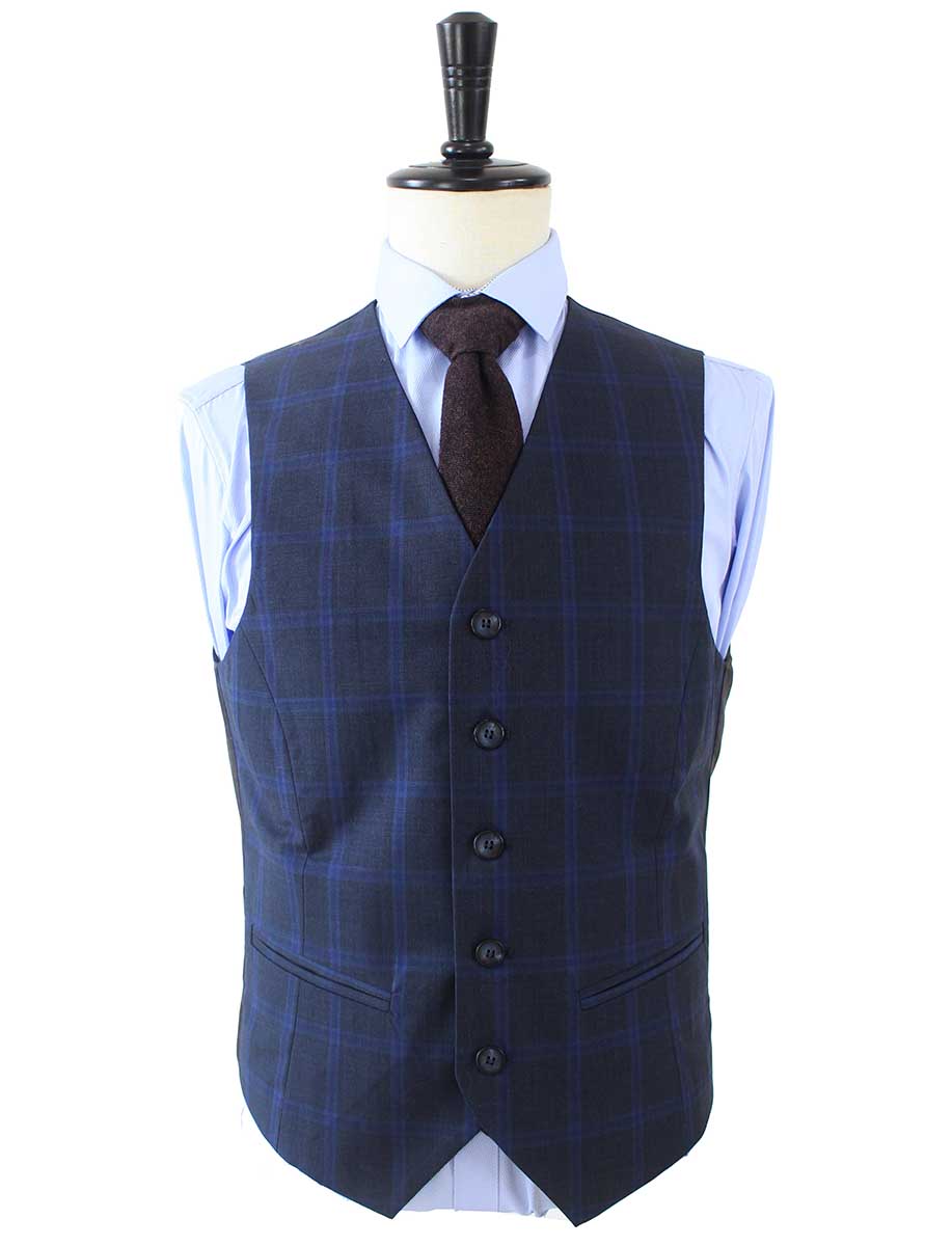 CHARCOAL WINDOWPANE WORSTED 3 PIECE SUIT