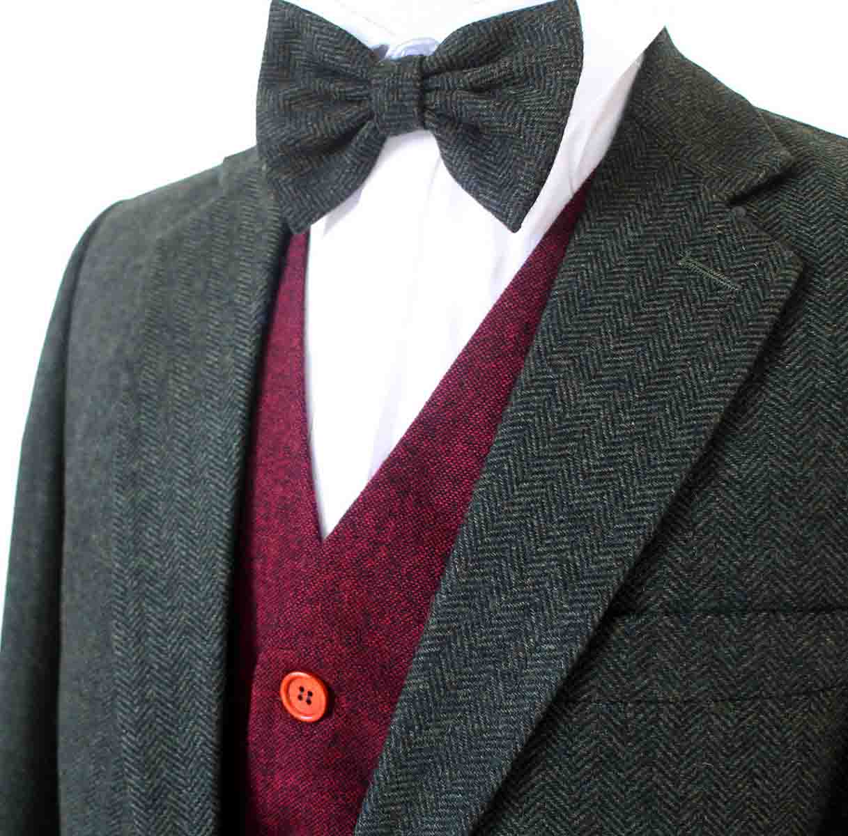 GREEN HERRINGBONE MIX & MATCH TWEED 3 PIECE SUIT