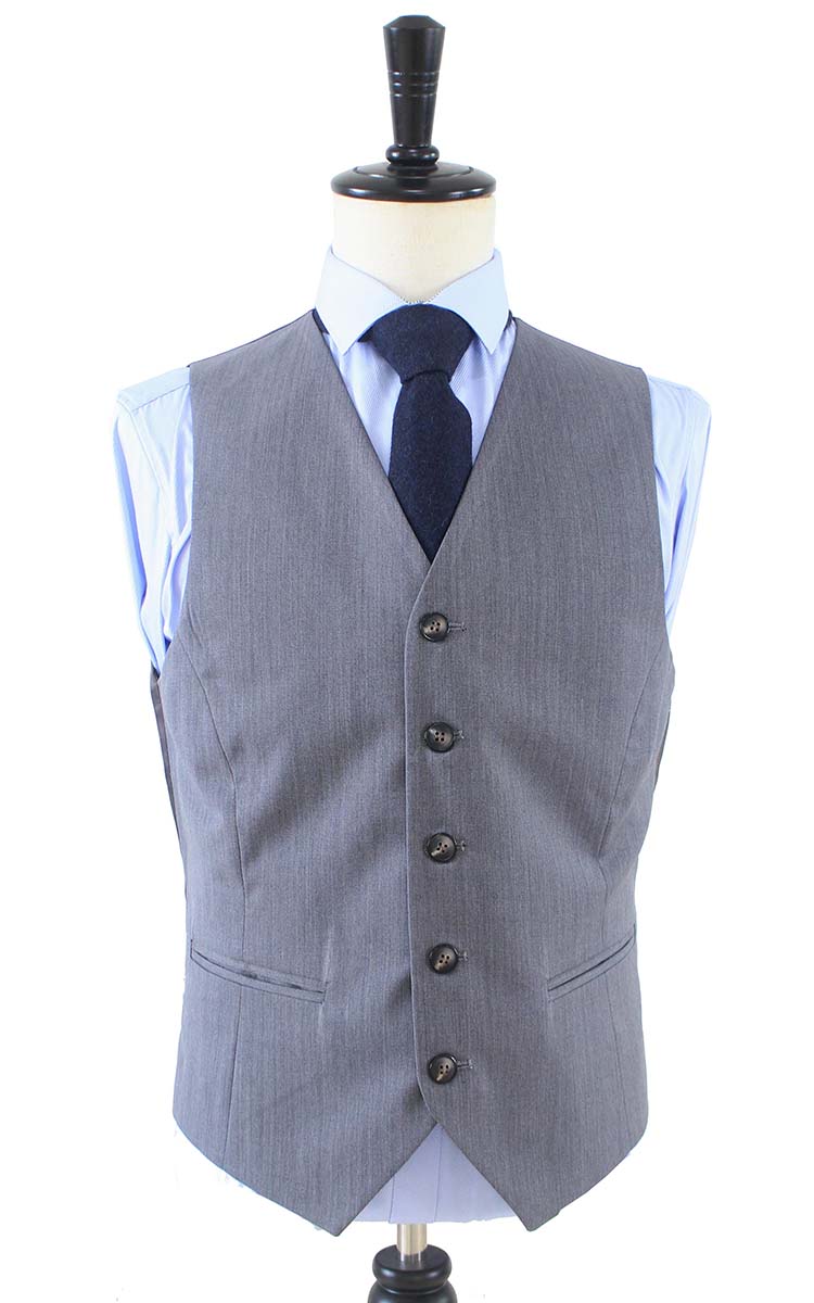 GREY HERRINGBONE WORSTED 3 PIECE SUIT