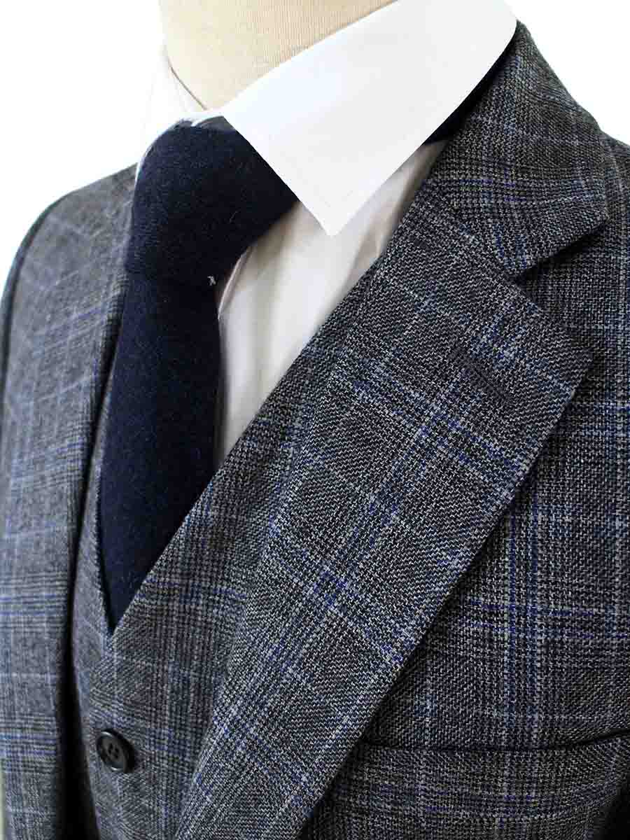 GREY PRINCE OF WALES OVERCHECK TWEED 3 PIECE SUIT