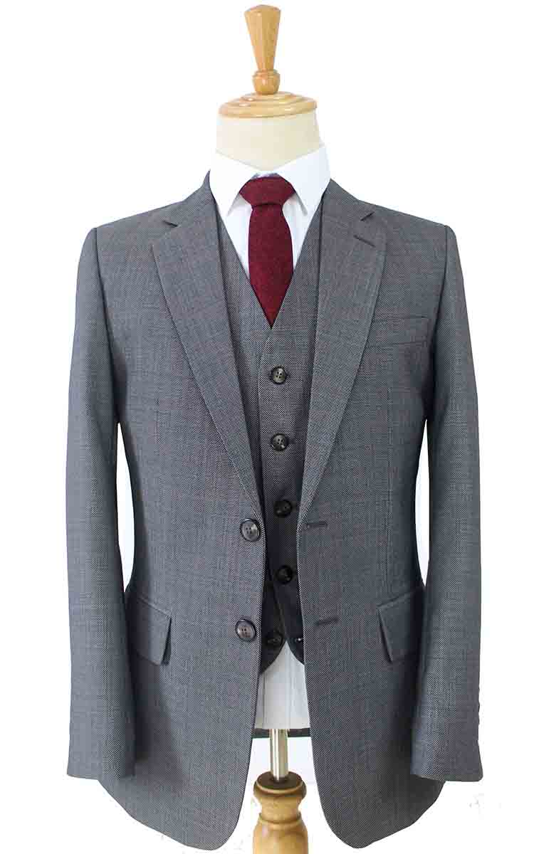 GREY BIRDSEYE WORSTED 3 PIECE SUIT