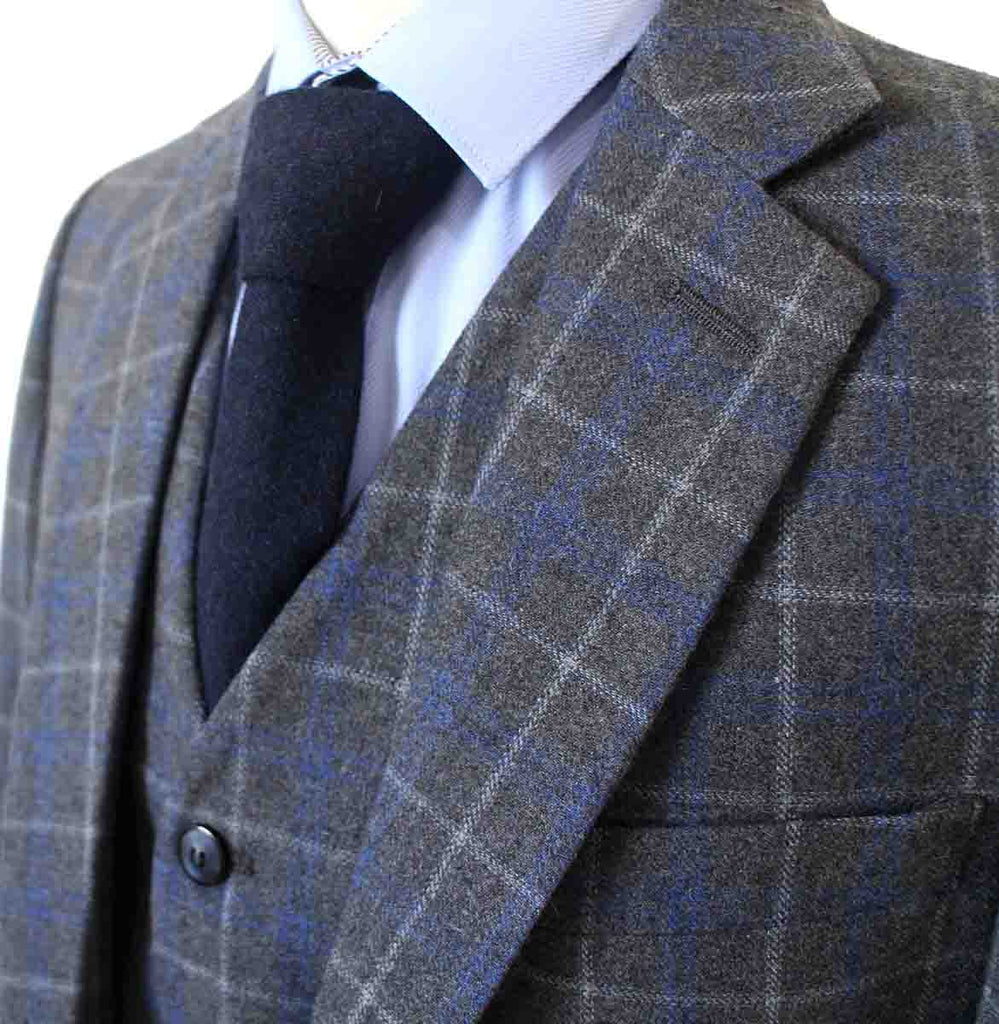 GREY OVERCHECK TWILL TWEED 3 PIECE SUIT | BDtailormade