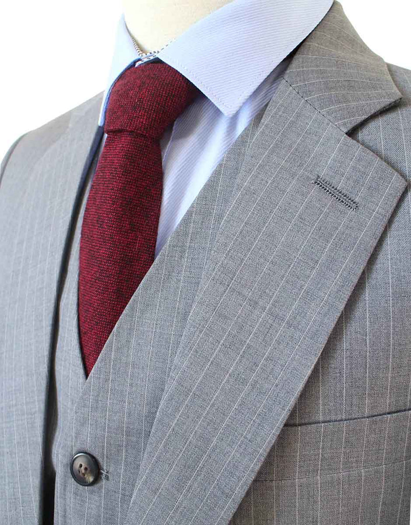 light grey pinstripe suit