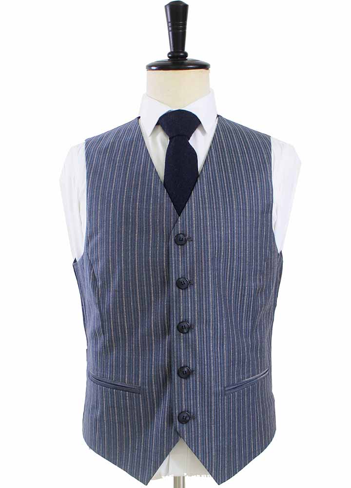 LIGHT BLUE PINSTRIPE WORSTED 3 PIECE SUIT