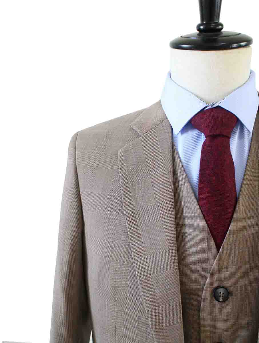 LIGHT BROWN PRINCE OF WALES CHECK SUIT