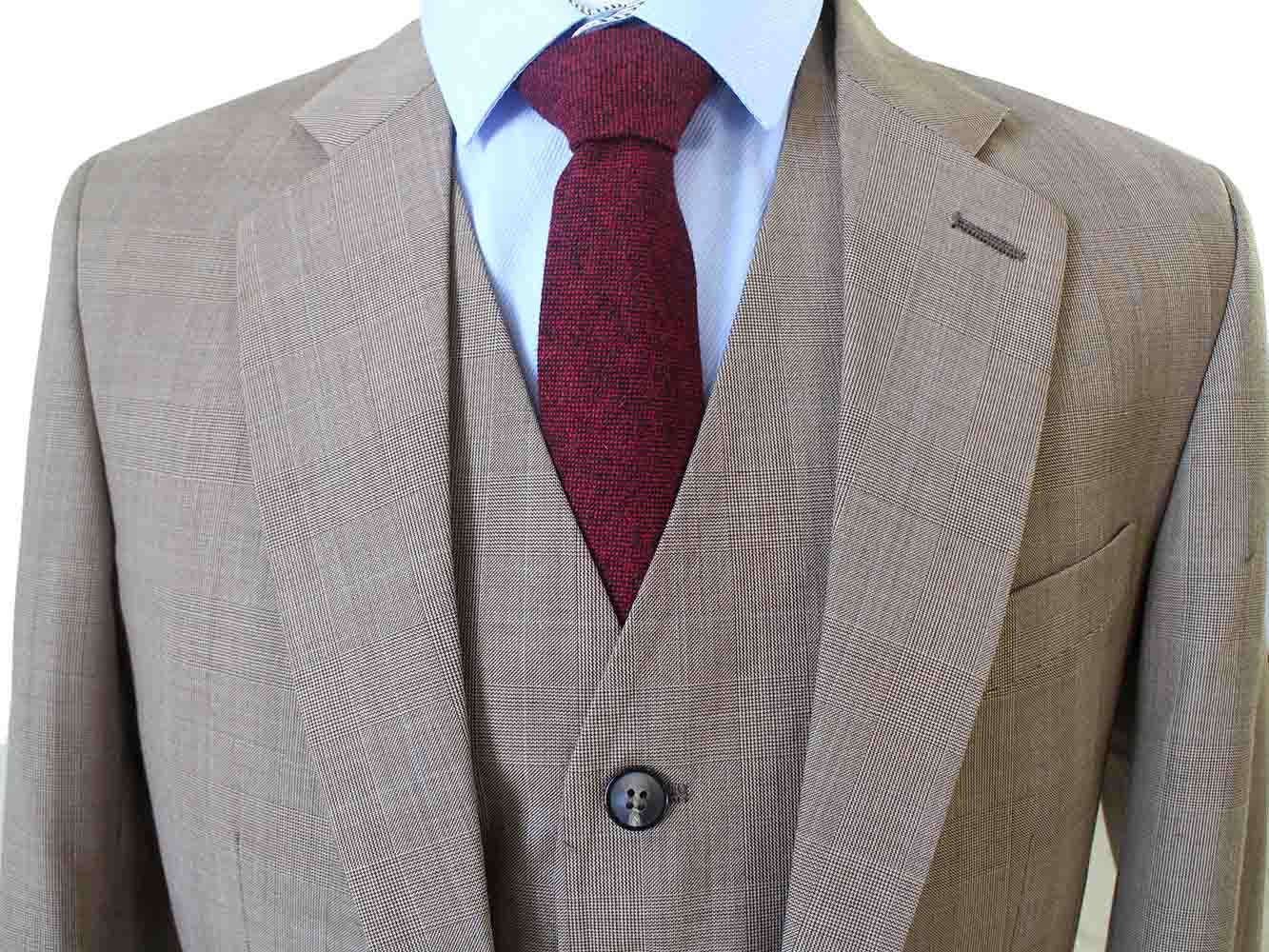 LIGHT BROWN PRINCE OF WALES CHECK SUIT