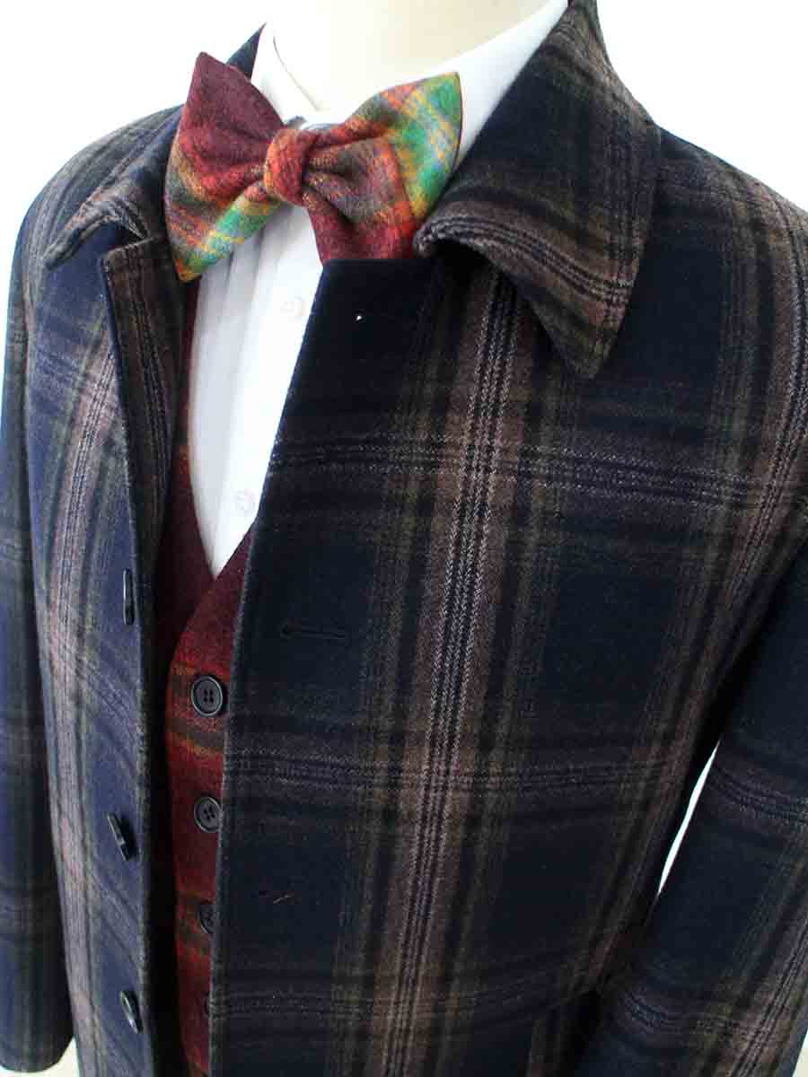 OVERCOATS MIDNIGHT BLUE PLAID TWEED