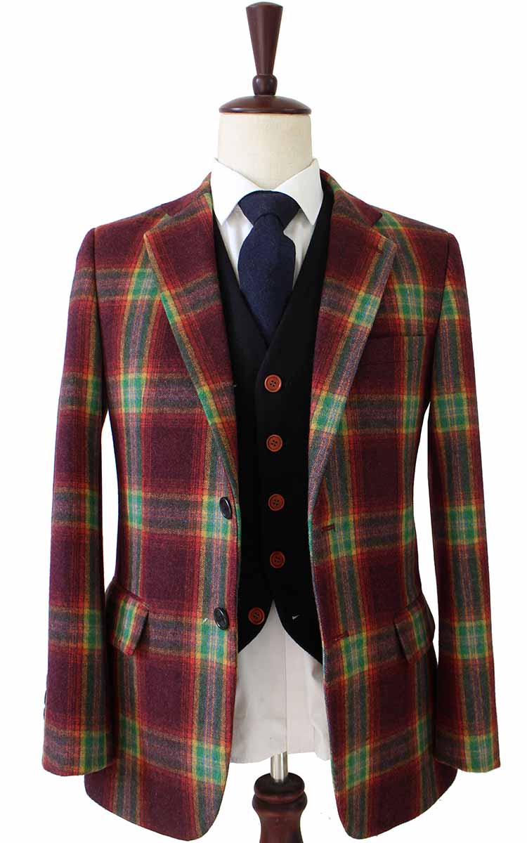 RAINBOW RED PLAID MIX & MATCH TWEED 3 PIECE SUIT