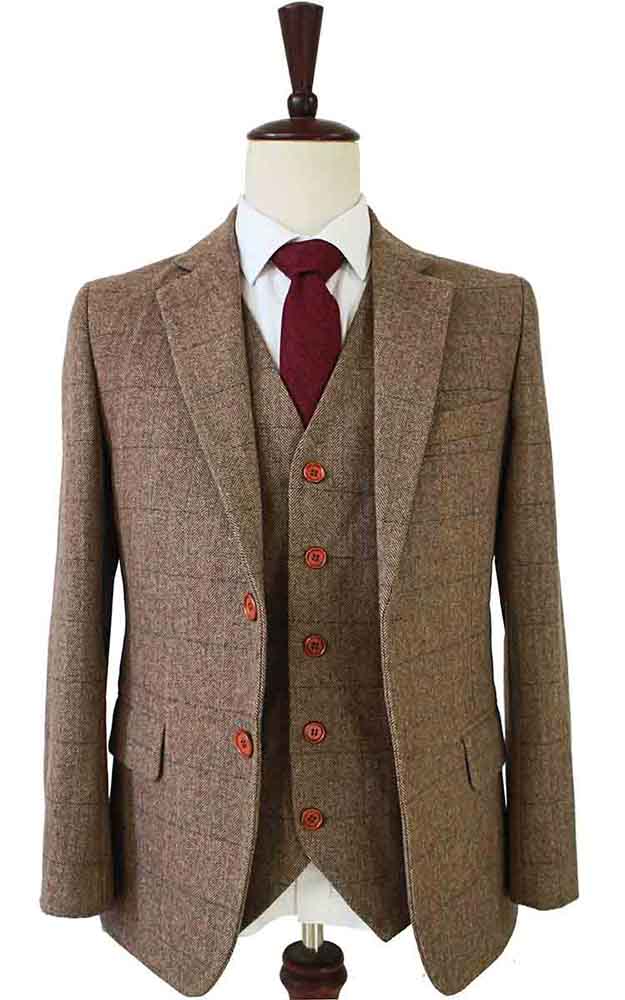 Brown Herringbone Tweed 3 Piece Suit Bd Tailormade Bdtailormade