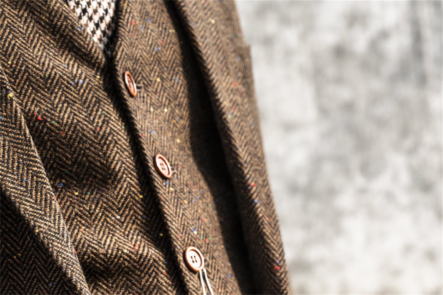 BROWN HERRINGBONE SPECKLE TWEED 3 PIECE SUIT