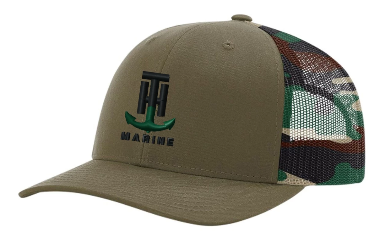 T-H Marine Black Logo Snapback Hat