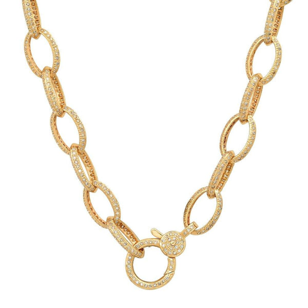 THICK OVAL TIGHT LINK CHAIN W/ DIAMOND LOBSTER CLASP, 14kt Gold – JEN HANSEN