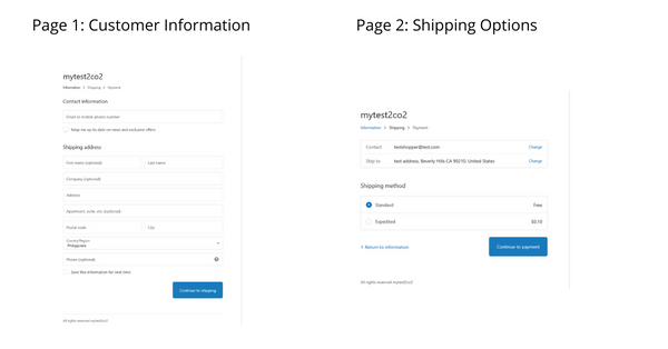 2checkout checkout pages 1 & 2