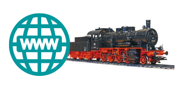 website logo and a steam engine train