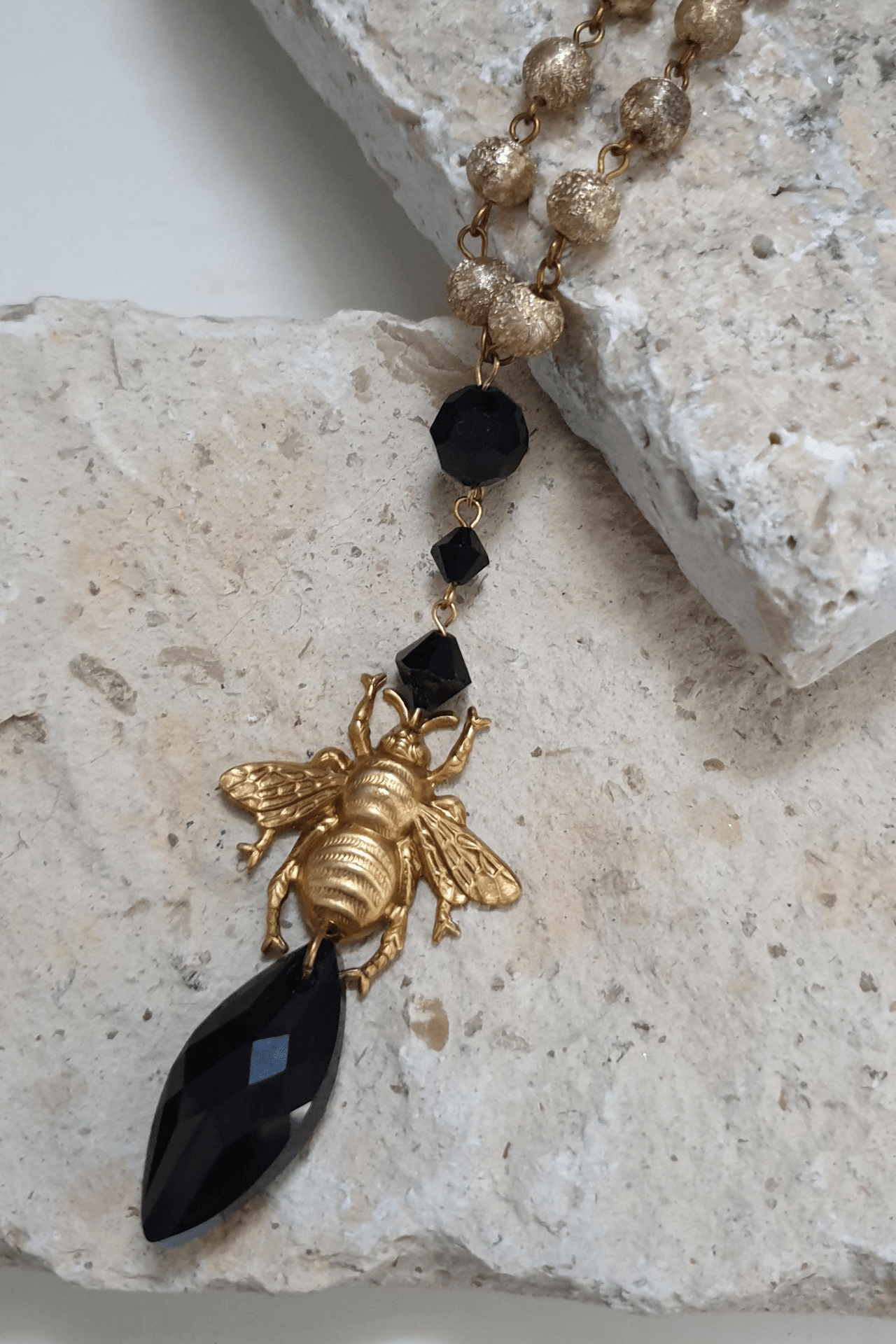 Diamond Bee Necklace | 14K Yellow gold