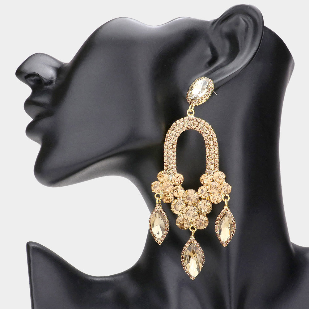 Elegant Light Topaz Marquise Teardrop Chandelier Earrings, Statement  Earrings