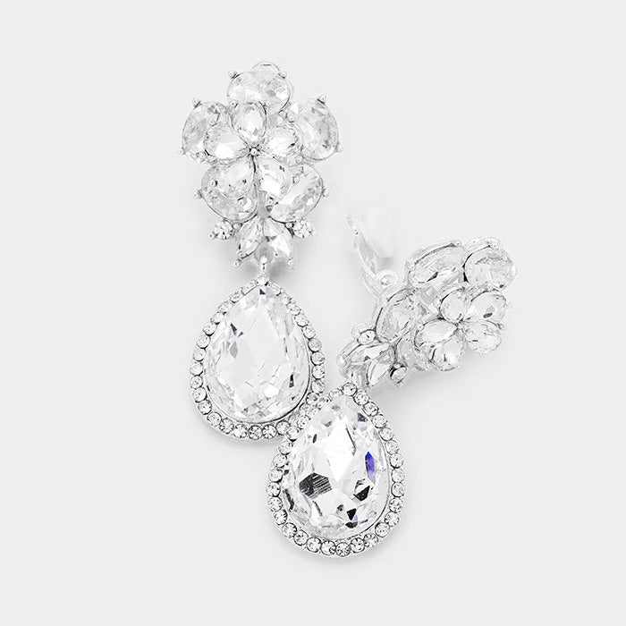 Small Crystal Clip On Dangle Earrings | 379531 - lmbling