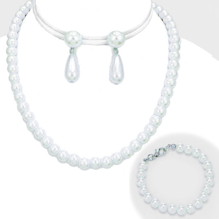 white pearl jewellery set