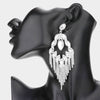 Long Clear Crystal Fringe Chandelier Pageant Earrings | Prom Jewelry
