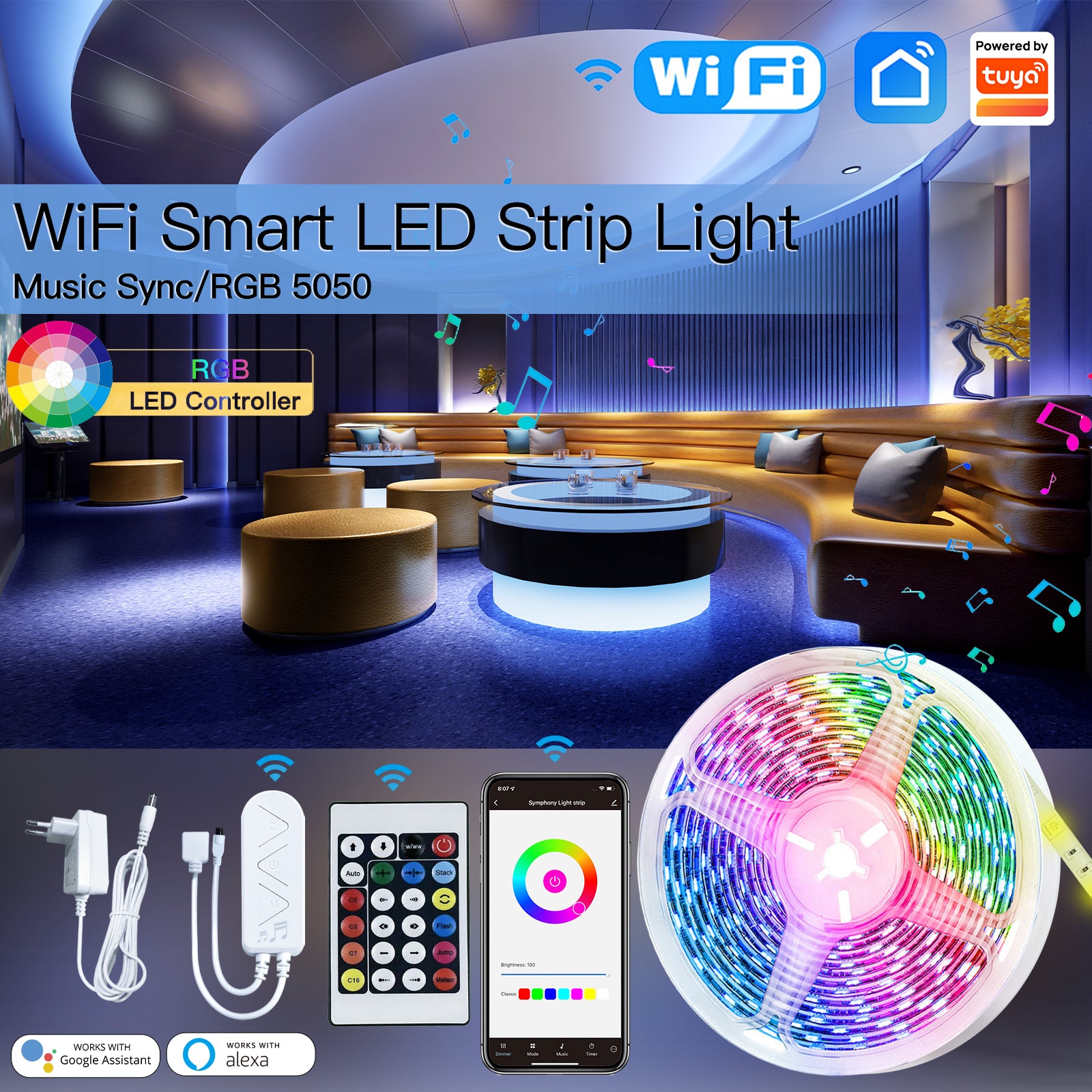WiFi Smart LED Strip Light Music Sync/RGB 5050