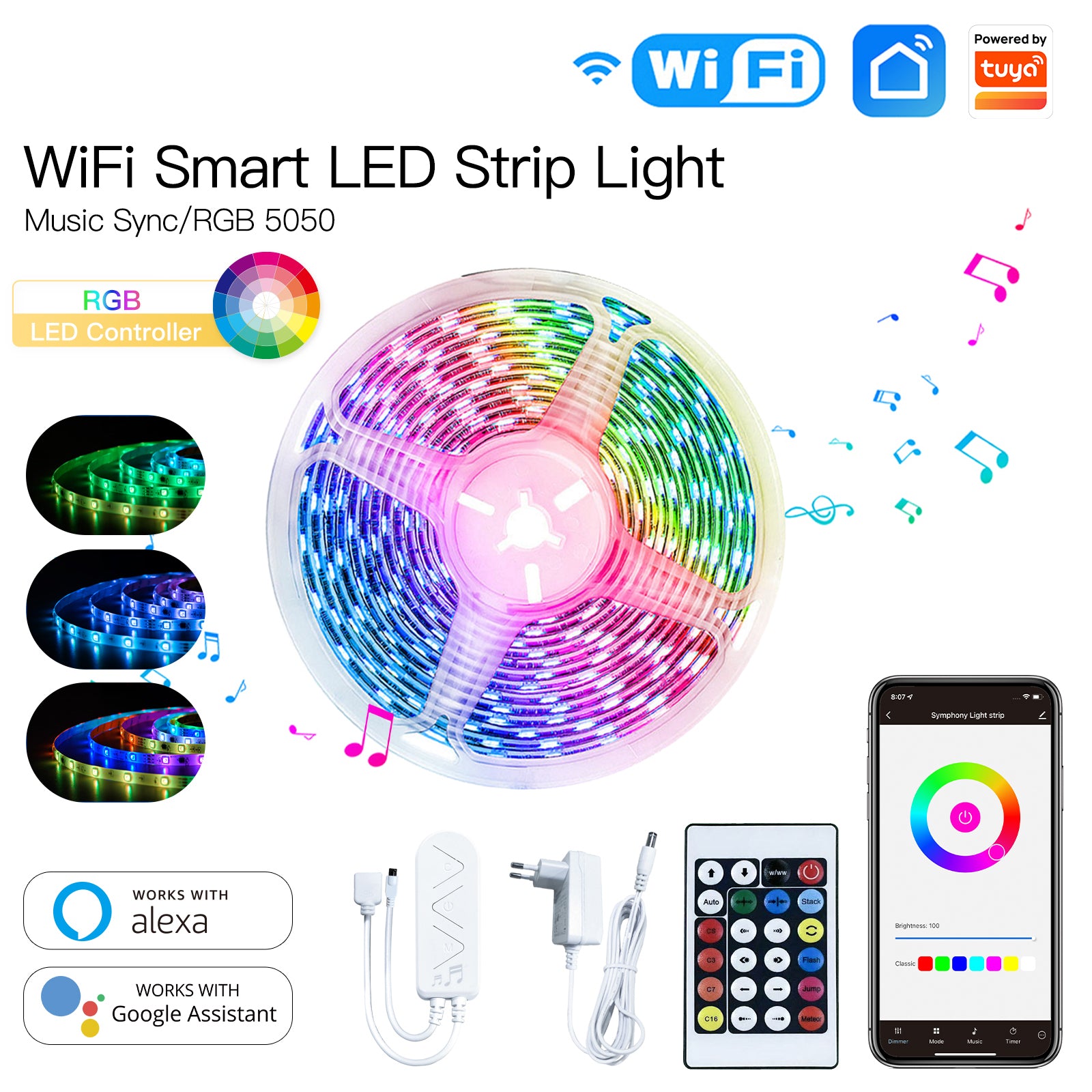WiFi Smart L ED Strip Light Music Sync/RGB 5050