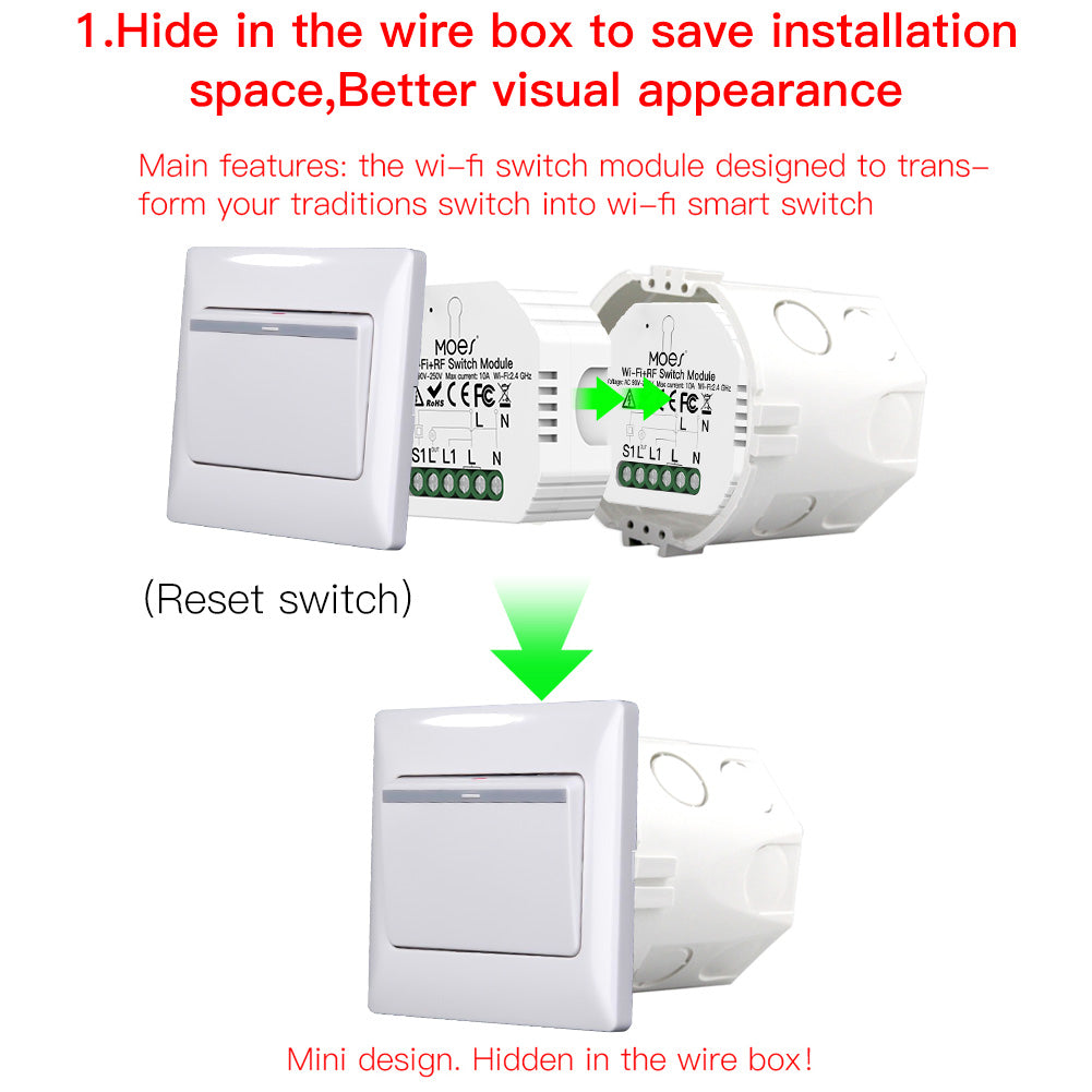 Hide in the wire box to save installation space, Better visual appearance