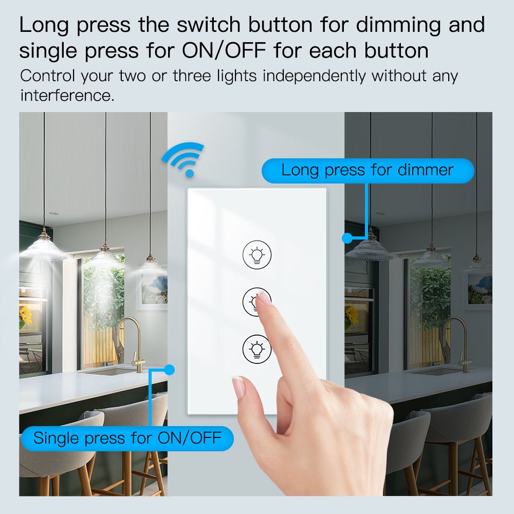 mandat lave mad Kvæle MOES WiFi Dimmer Switch Smart Light Dimmer Touch Panel Switches 1/2/3