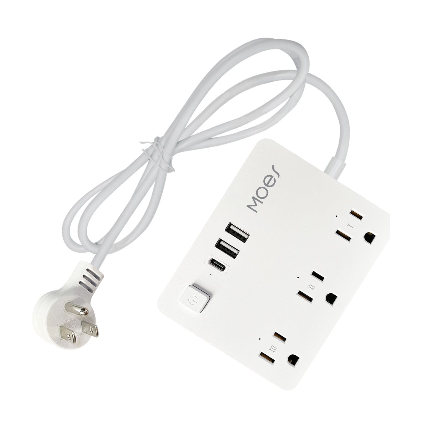 WiFi US Smart Power Strip Surge Protector 3 Plug Outlets Electric Socket with 2 USB Type C - Moes