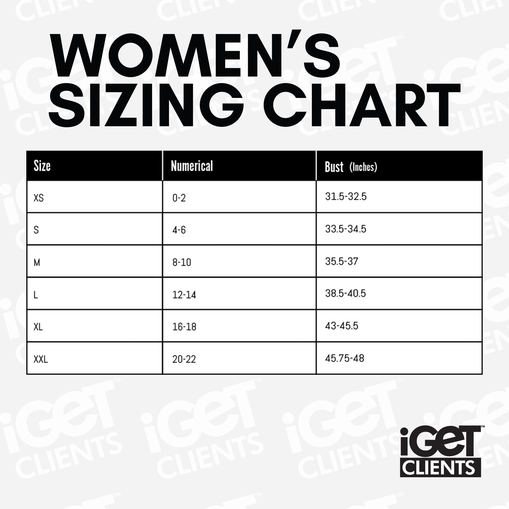 Sizing Chart – I GET CLIENTS