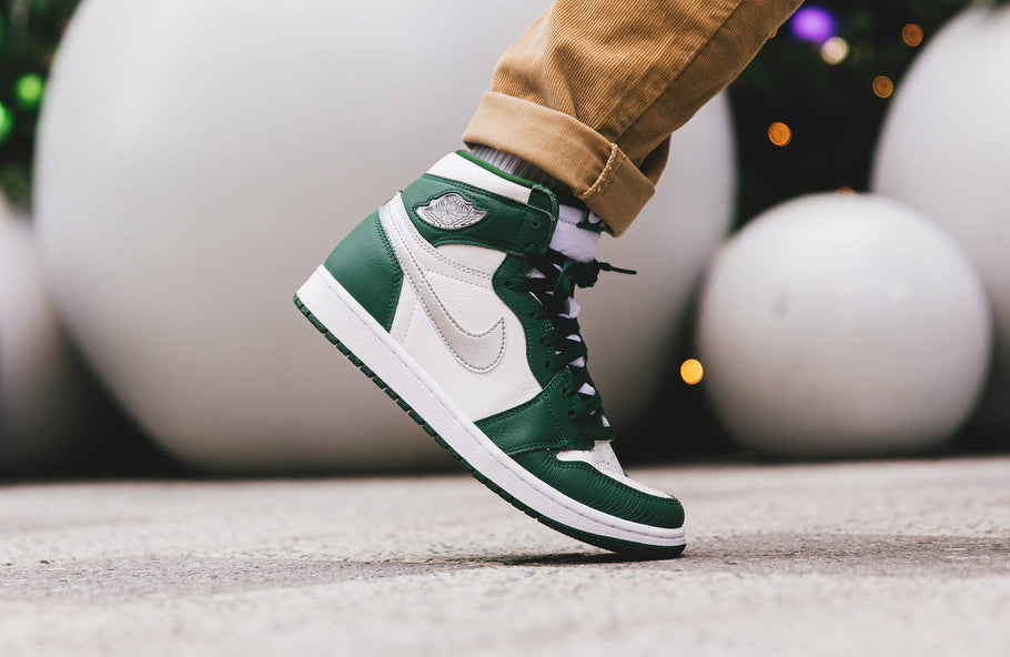 gray and green jordan 1