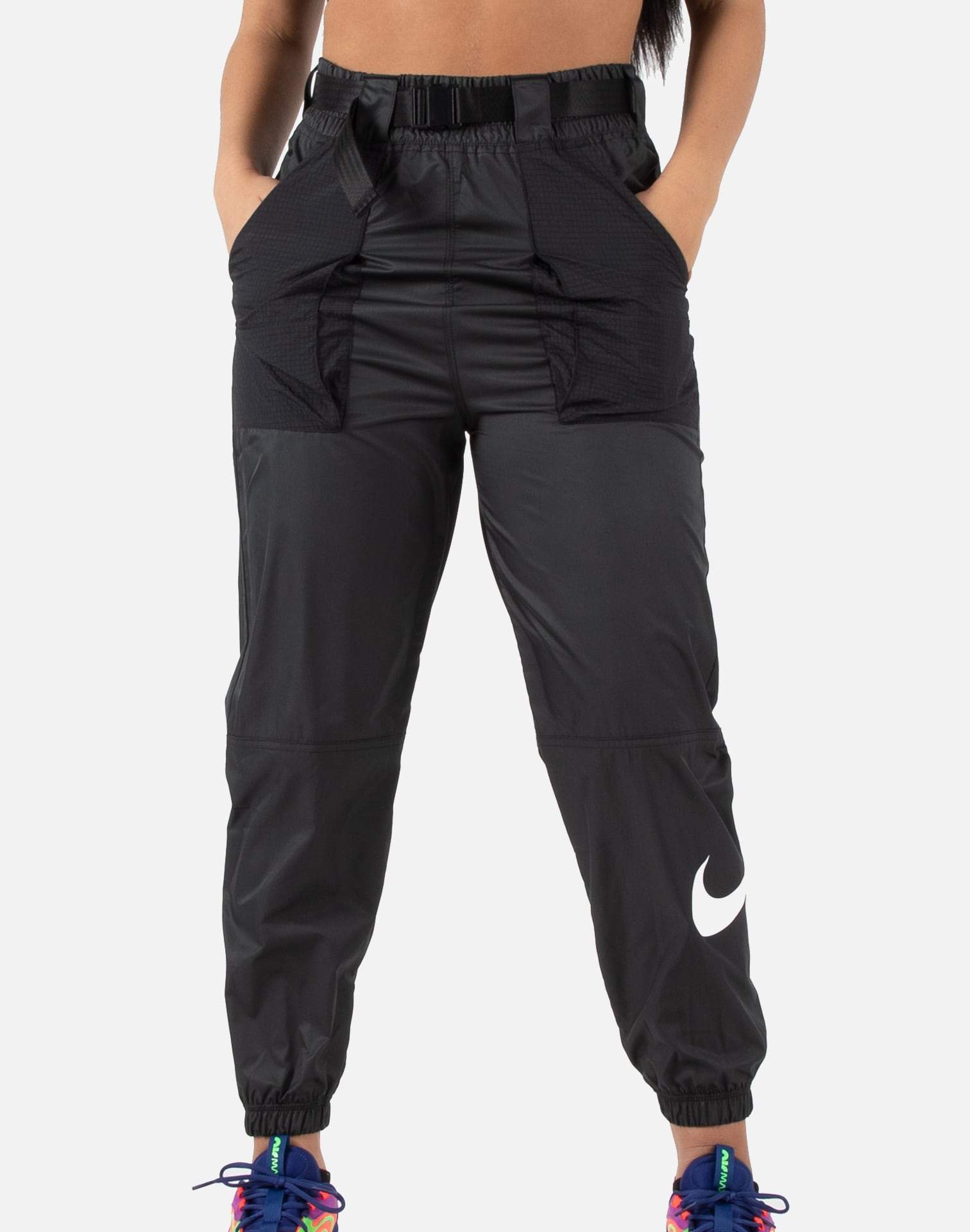 woven swoosh pants