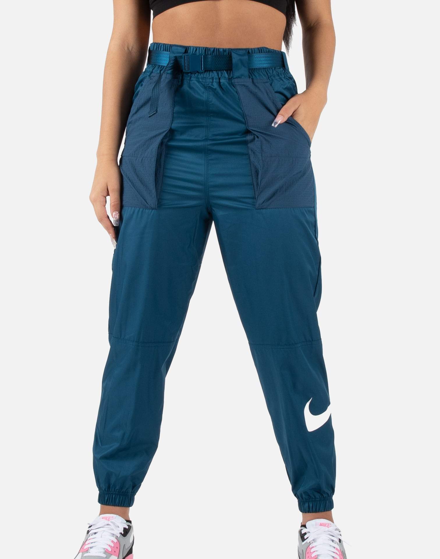 woven swoosh pants