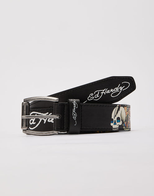 Ed Hardy Dragon & Tiger Black Reversible Belt