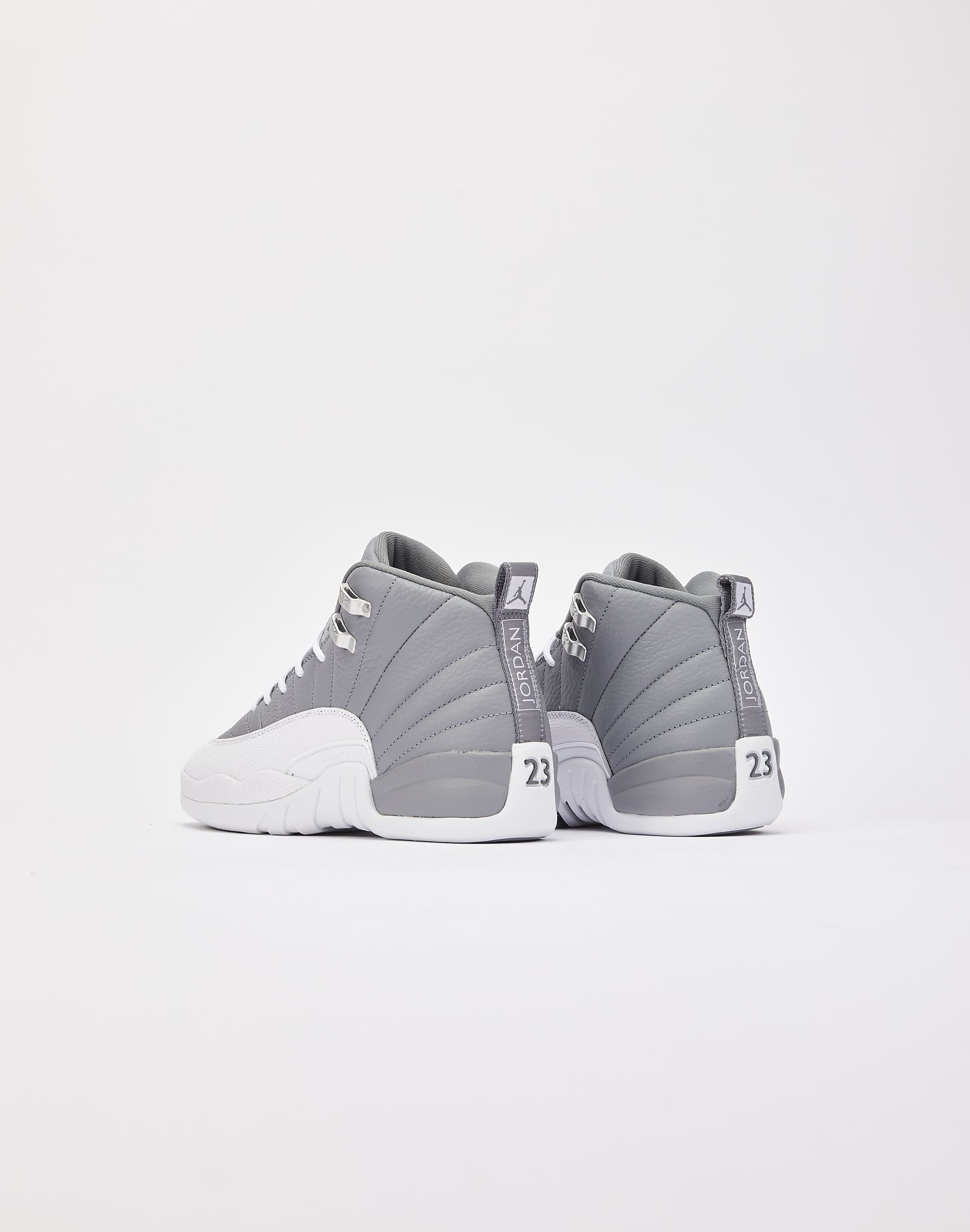 grey and white jordan 12 grade school