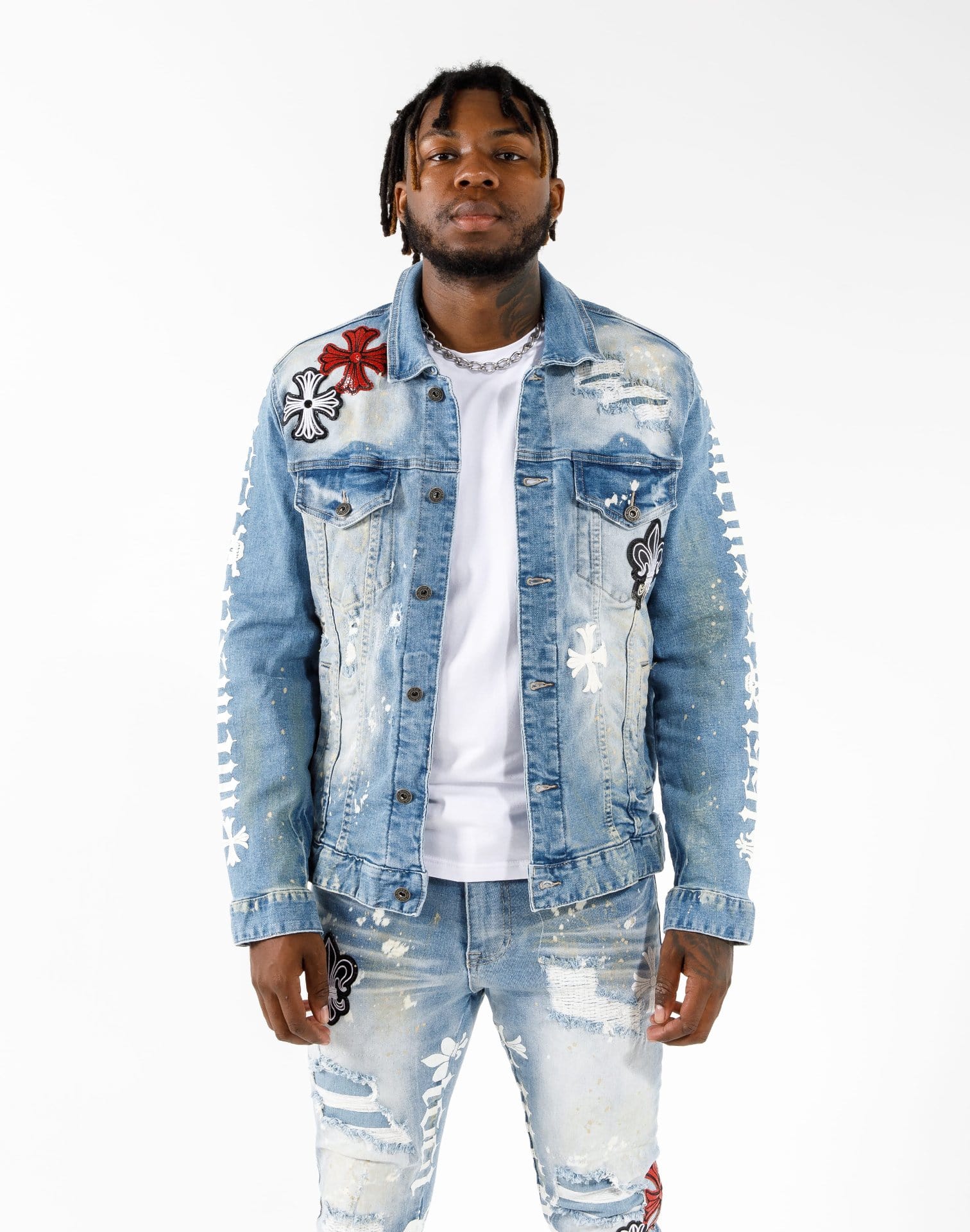 Ripped Denim Jacket With Bleach Effect | escapeauthority.com