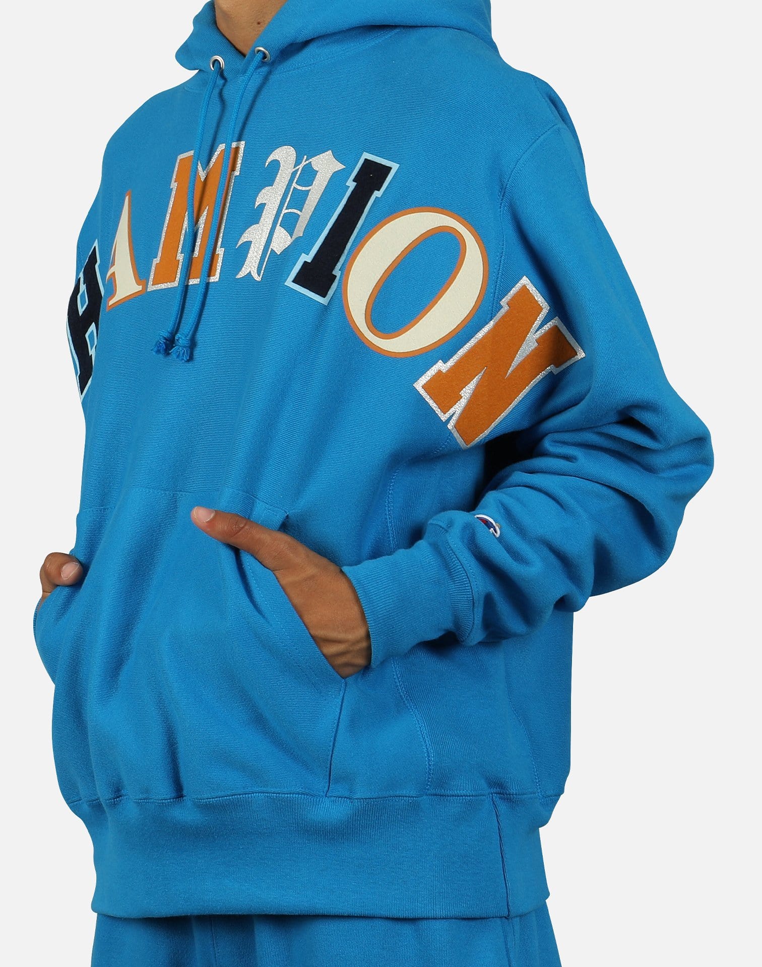 champion hoodie blue mens