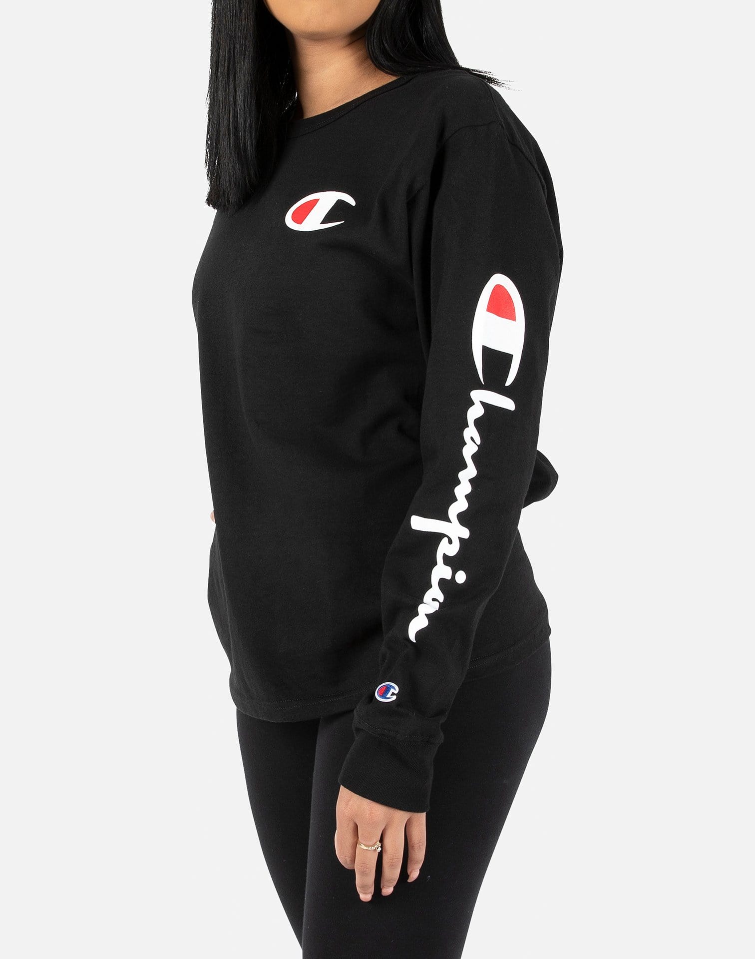 champion logo long sleeve tee