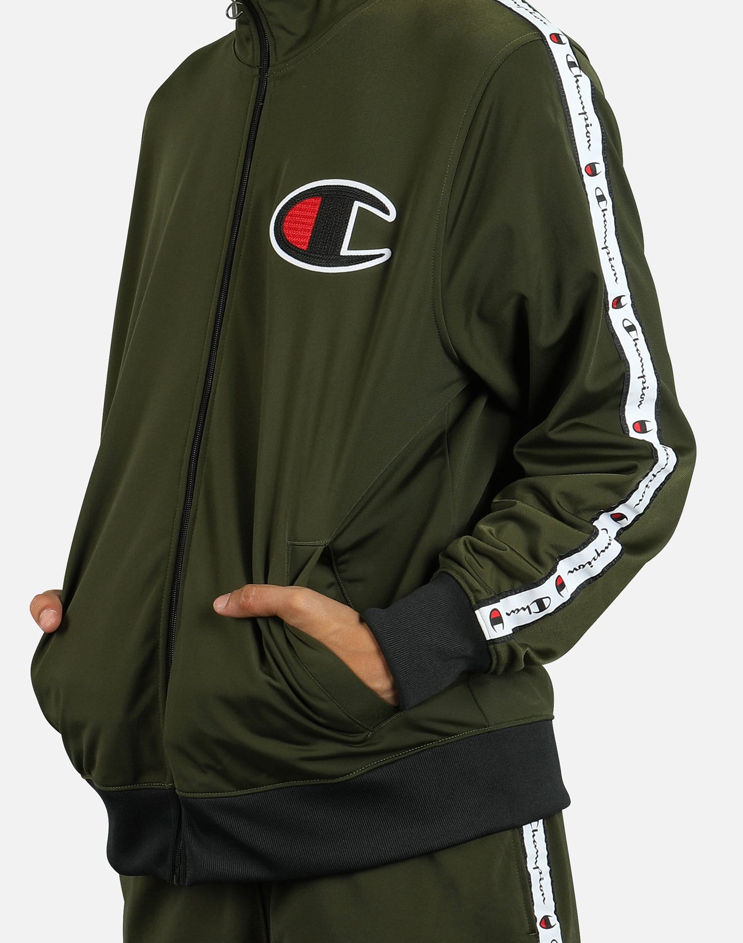 men's champion side tape track jacket