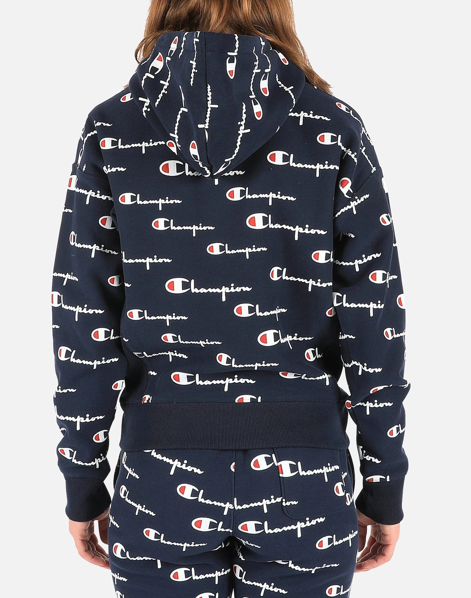 champion men's aop script hoodie