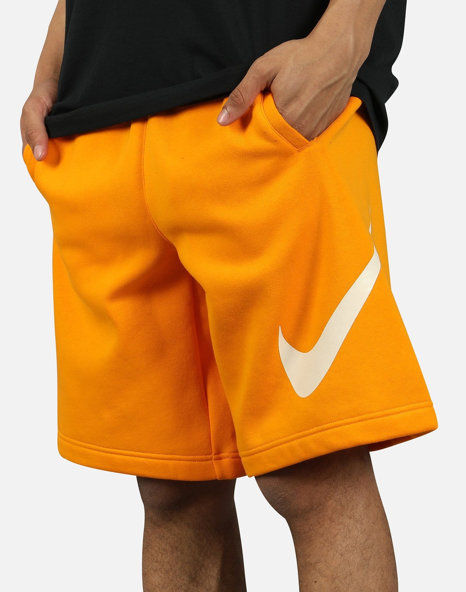 nike fleece shorts orange cheap online
