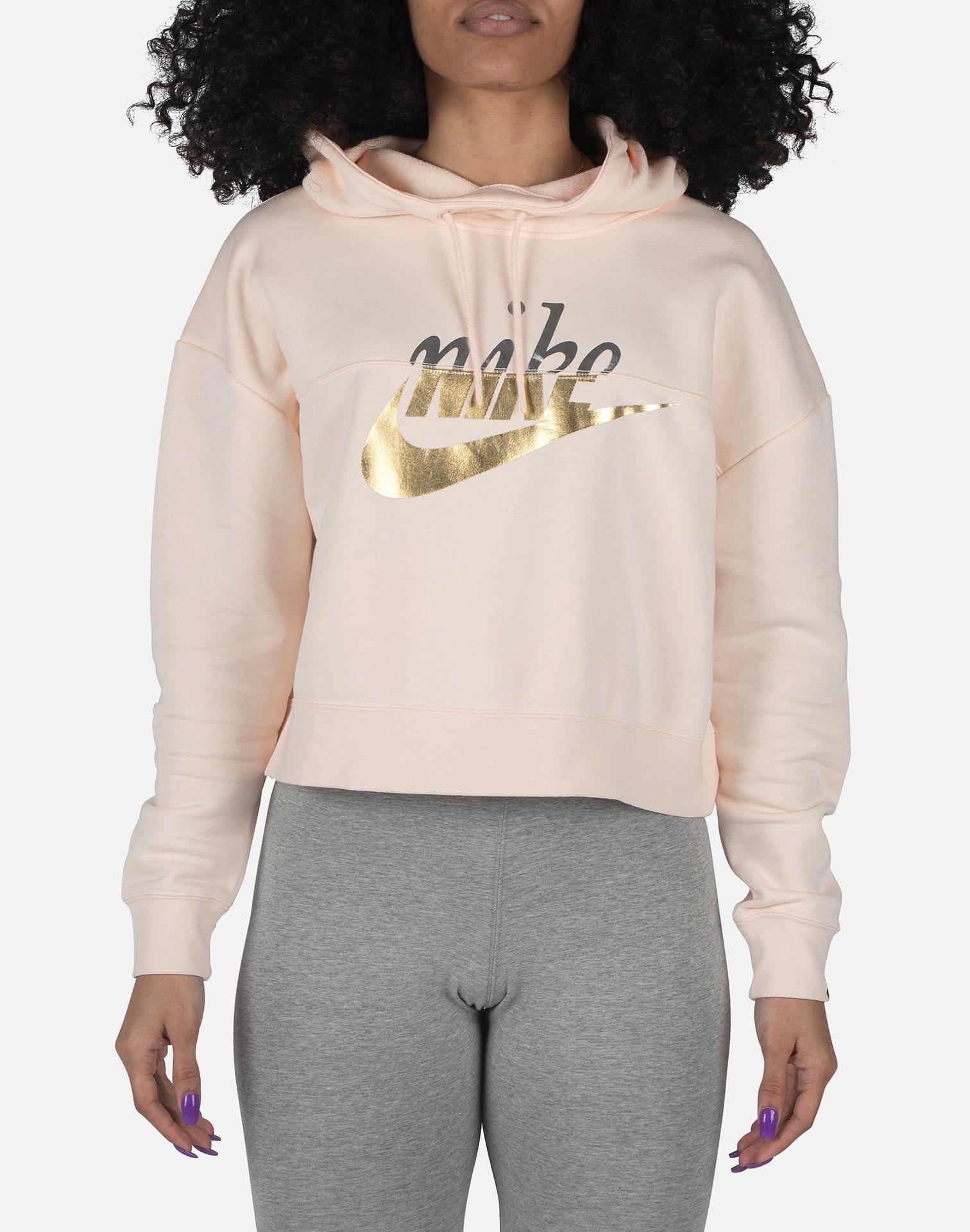 nike metallic crop hoodie