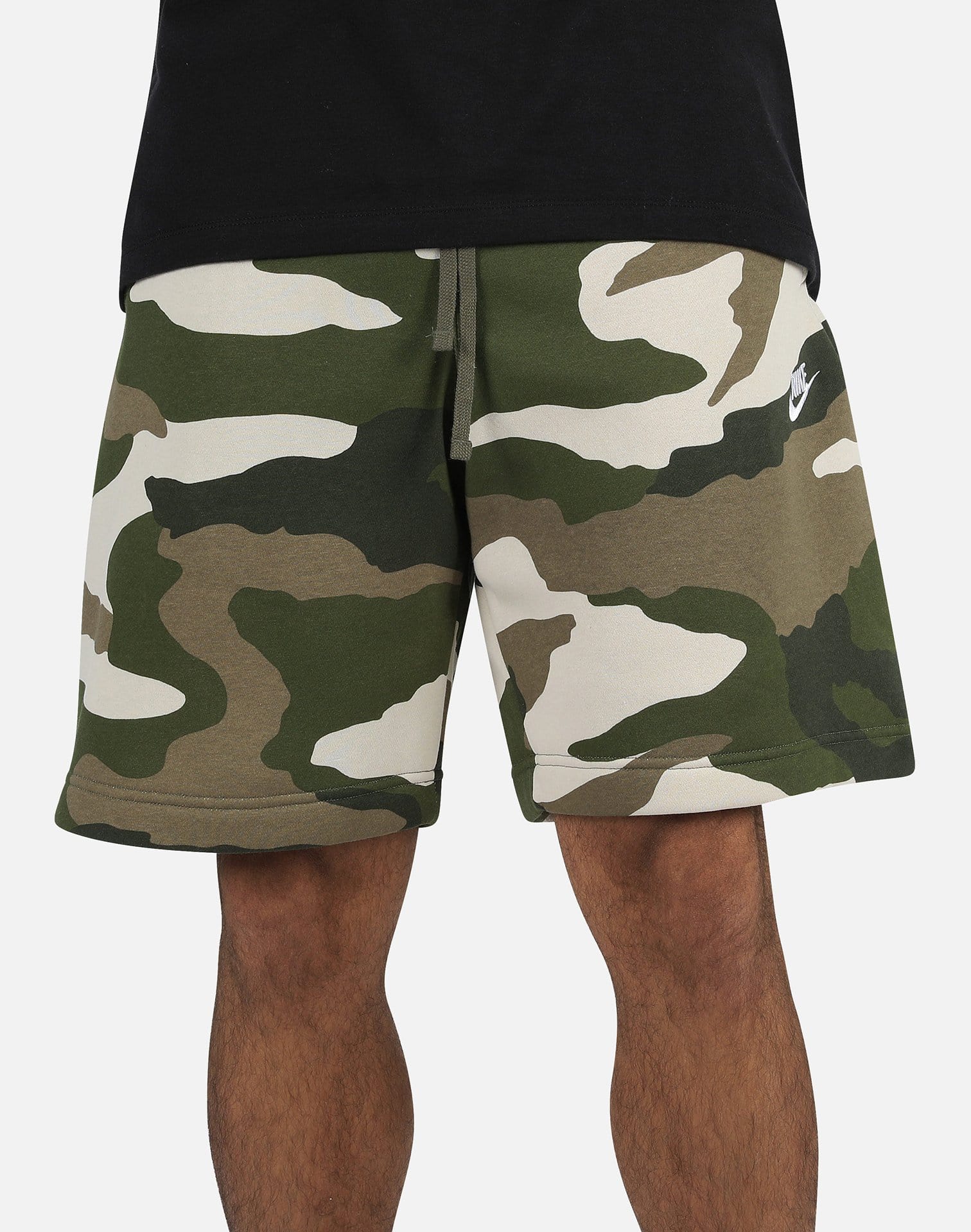 men's club fleece camo shorts