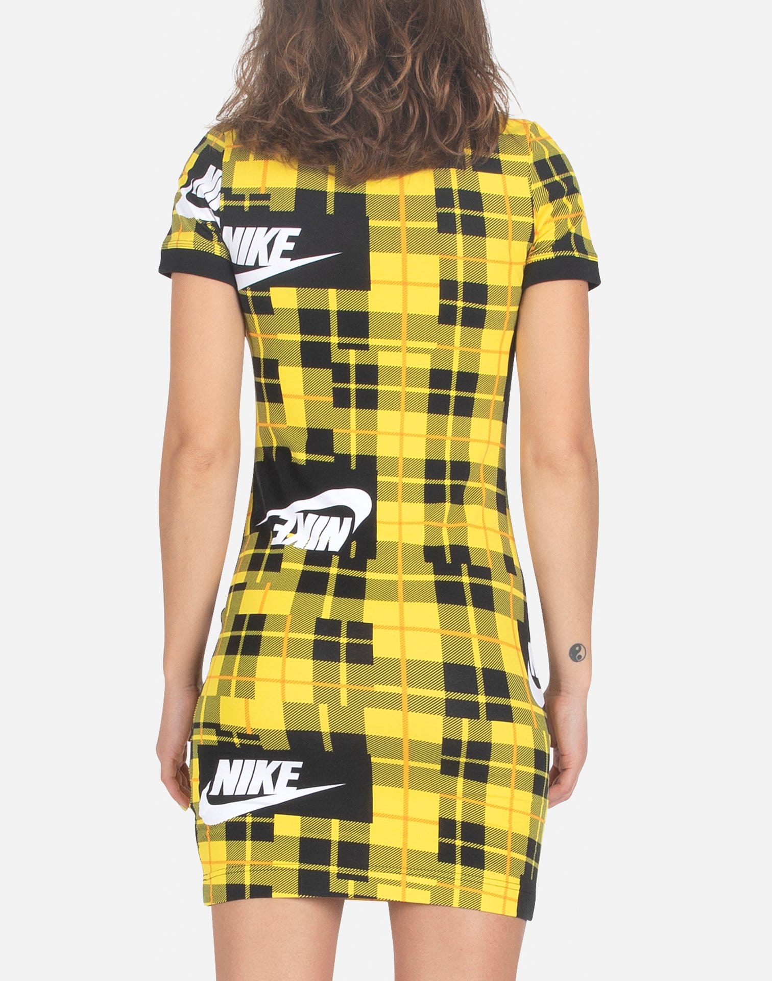 nike plaid bodycon dress yellow